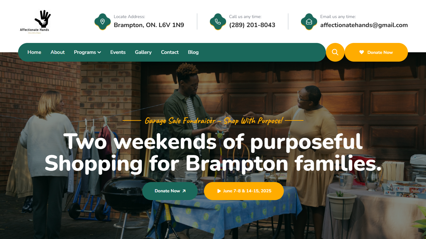 Affectionate Hands website designed by Sammysolutionz
