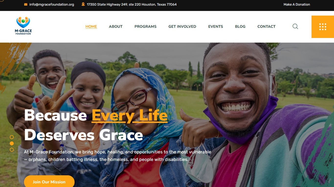 M-Grace Foundation website designed by Sammysolutionz