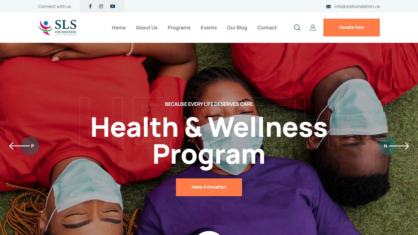 SLS Foundation website designed by Sammysolutionz