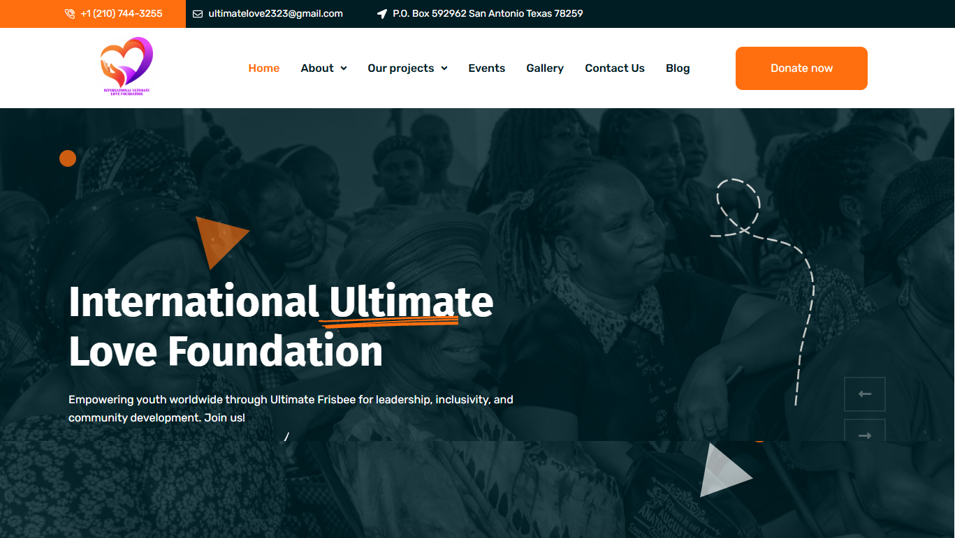 International Ultimate Love Foundation website designed by Sammysolutionz